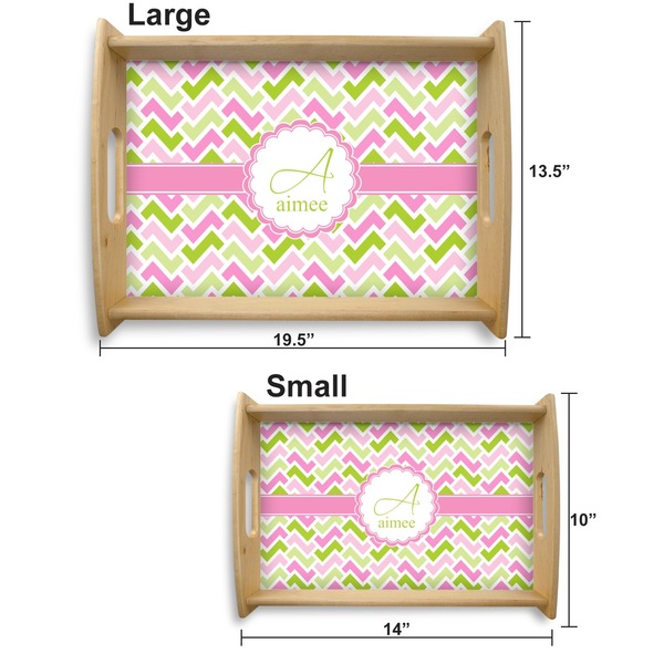 Pink & Green Geometric Serving Tray Wood Sizes