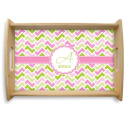 Pink & Green Geometric Natural Wooden Tray - Small (Personalized)