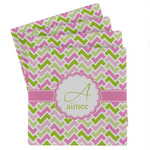 Pink & Green Geometric Absorbent Stone Coasters - Set of 4 (Personalized)
