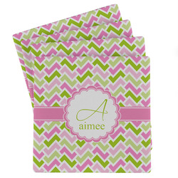 Pink & Green Geometric Absorbent Stone Coasters - Set of 4 (Personalized)
