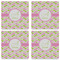 Pink & Green Geometric Set of 4 Sandstone Coasters - See All 4 View