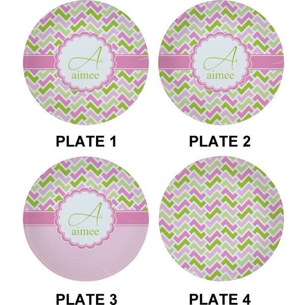 Pink & Green Geometric Set of Appetizer / Dessert Plates (Approval)