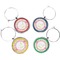 Pink & Green Geometric Wine Charms (Set of 4) (Personalized)