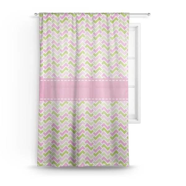 Custom Pink & Green Geometric Sheer Curtain