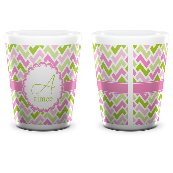 Pink & Green Geometric Shot Glass - White - APPROVAL
