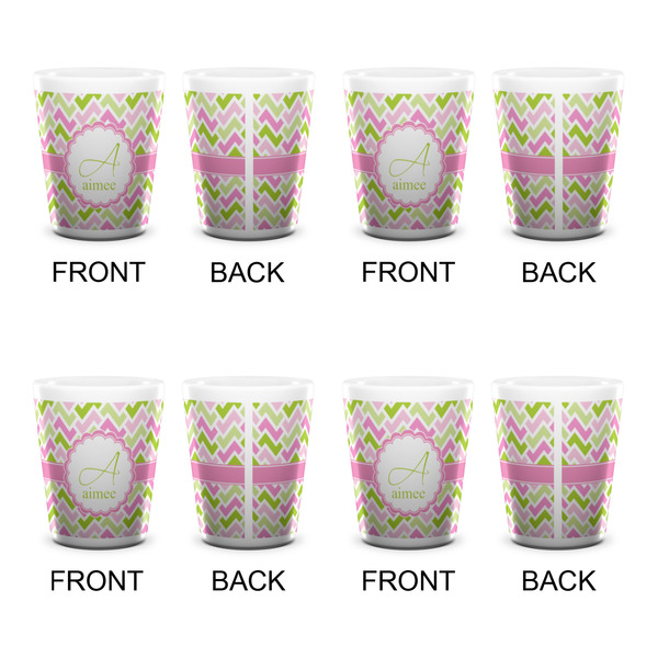 Pink & Green Geometric Shot Glass - White - Set of 4 - APPROVAL