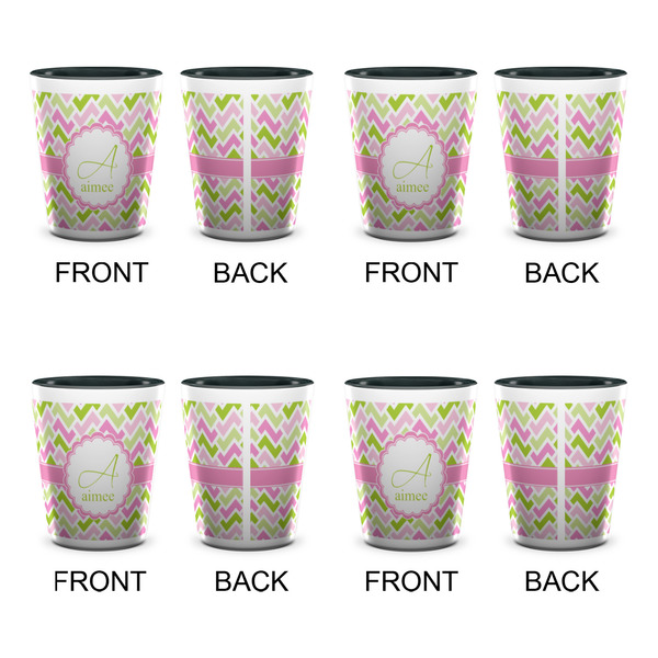 Pink & Green Geometric Shot Glassess - Two Tone - Set of 4 - APPROVAL
