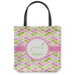 Pink & Green Geometric Canvas Tote Bag - Medium - 16"x16" (Personalized)
