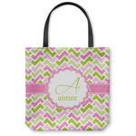 Pink & Green Geometric Canvas Tote Bag - Small - 13"x13" (Personalized)