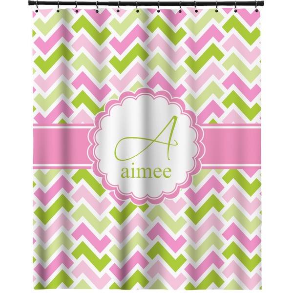 Custom Pink & Green Geometric Extra Long Shower Curtain - 70"x84" (Personalized)