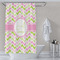 Pink & Green Geometric Shower Curtain Lifestyle
