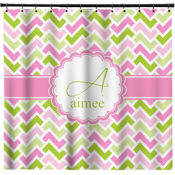 Custom Pink & Green Geometric Shower Curtain - Custom Size (Personalized)