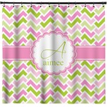 Pink & Green Geometric Shower Curtain (Personalized)