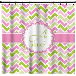 Pink & Green Geometric Shower Curtain - 71" x 74" (Personalized)