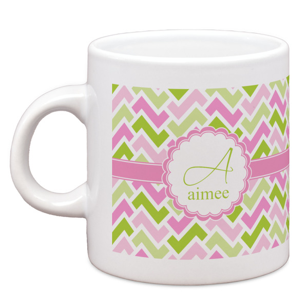 Custom Pink & Green Geometric Espresso Cup (Personalized)