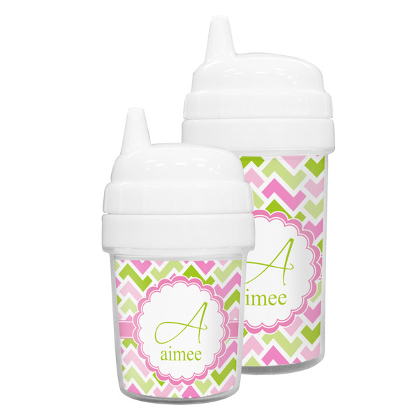 Pink & Green Geometric Sippy Cups