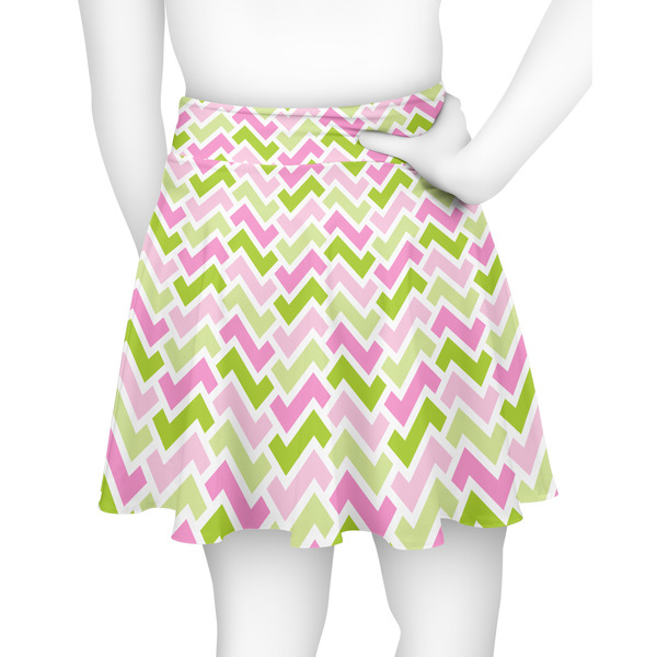 Pink & Green Geometric Skater Skirt - Back