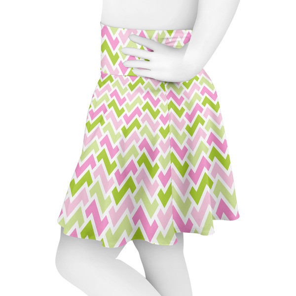 Pink & Green Geometric Skater Skirt - Side