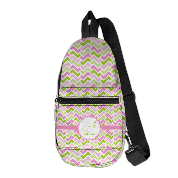 Custom Pink & Green Geometric Sling Bag (Personalized)