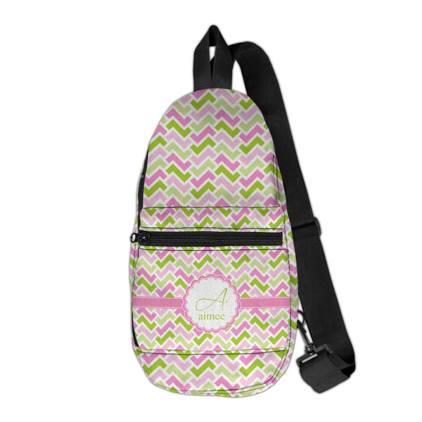 Custom Pink & Green Geometric Sling Bag (Personalized)