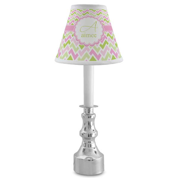 Pink & Green Geometric Small Chandelier Lamp - LIFESTYLE (on candle stick)