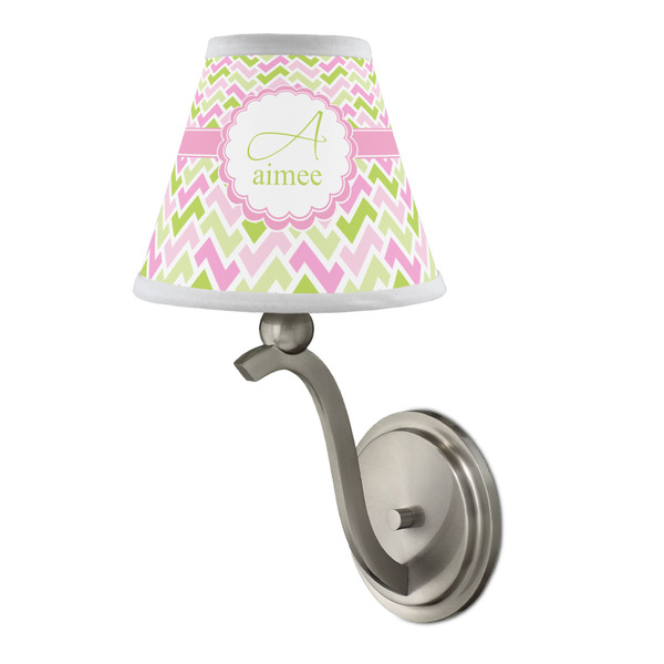 Pink & Green Geometric Small Chandelier Lamp - LIFESTYLE (on wall lamp)