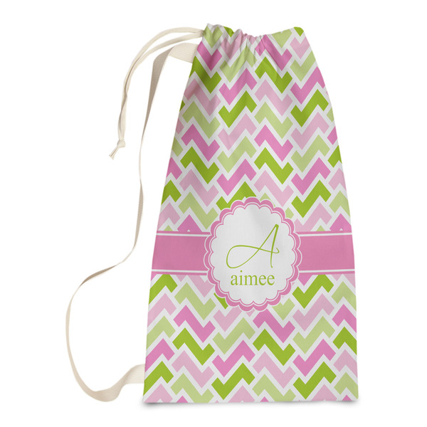 Custom Pink & Green Geometric Laundry Bags - Small (Personalized)