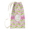 Pink & Green Geometric Small Laundry Bag - Front View