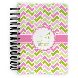 Pink & Green Geometric Spiral Notebook - 5x7 w/ Name and Initial
