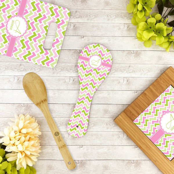 Pink & Green Geometric Spoon Rest Trivet - LIFESTYLE