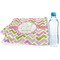 Pink & Green Geometric Sports Towel Folded with Water Bottle