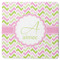 Pink & Green Geometric Square Coaster Rubber Back - Single