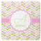 Pink & Green Geometric Square Rubber Backed Coaster (Personalized)