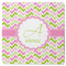 Pink & Green Geometric Square Rubber Backed Coaster (Personalized)