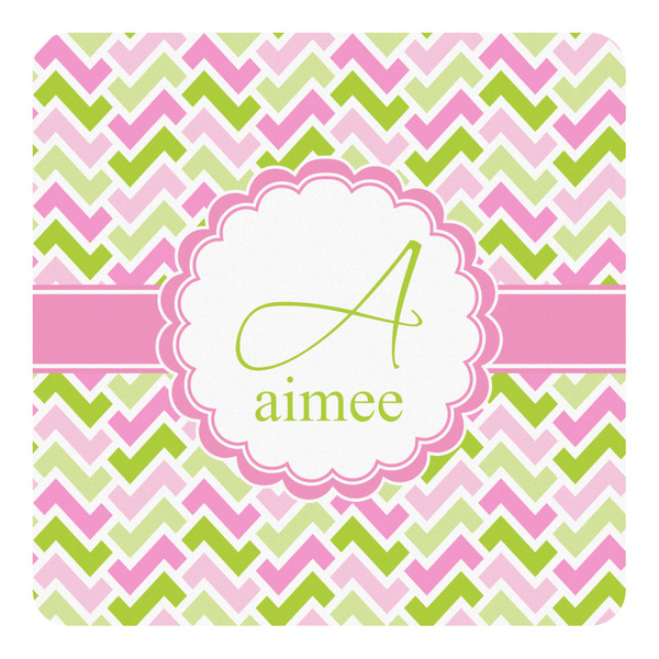 Custom Pink & Green Geometric Square Decal - Large (Personalized)