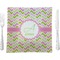 Pink & Green Geometric 9.5" Glass Square Lunch / Dinner Plate- Single or Set of 4 (Personalized)