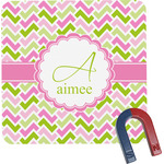 Pink & Green Geometric Square Fridge Magnet (Personalized)