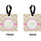 Pink & Green Geometric Square Luggage Tag (Front + Back)