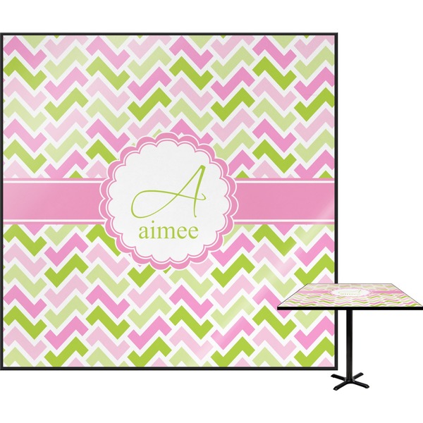Custom Pink & Green Geometric Square Table Top (Personalized)