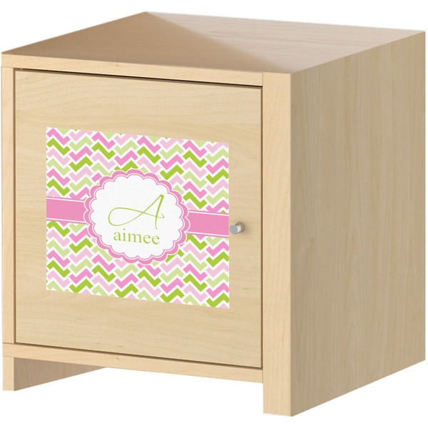 Pink & Green Geometric Square Wall Decal on Wooden Cabinet