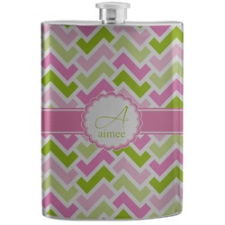 Pink & Green Geometric Stainless Steel Flask (Personalized)