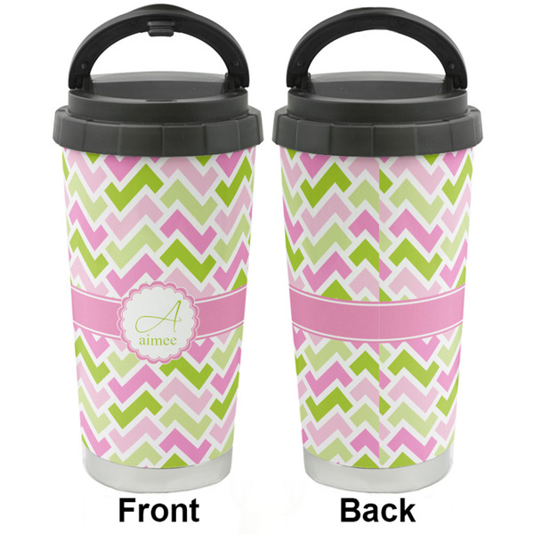 Pink & Green Geometric Stainless Steel Travel Cup - Apvl