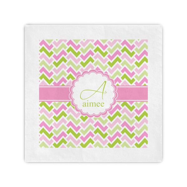 Custom Pink & Green Geometric Cocktail Napkins (Personalized)