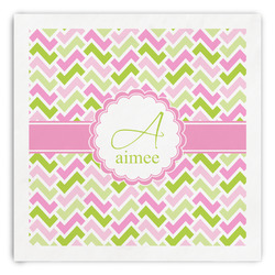 Pink & Green Geometric Paper Dinner Napkins (Personalized)