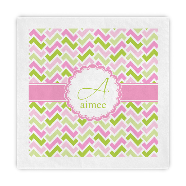 Custom Pink & Green Geometric Standard Decorative Napkins (Personalized)