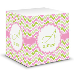 Pink & Green Geometric Sticky Note Cube (Personalized)