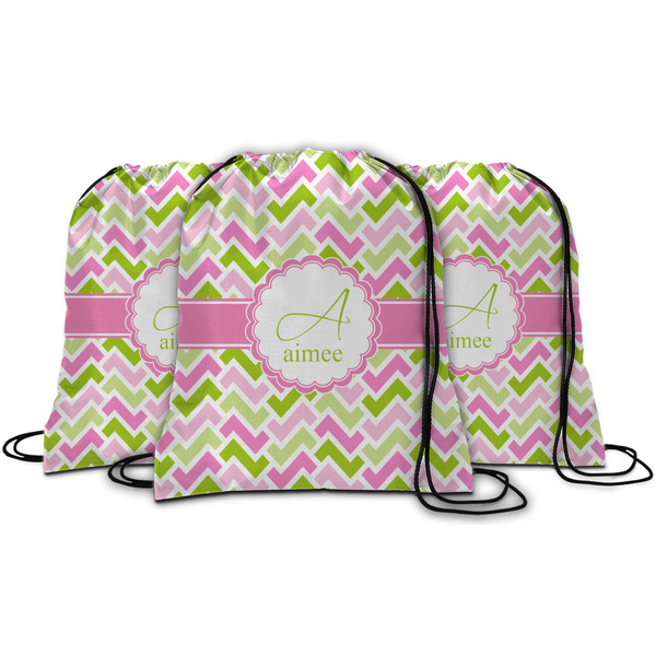 Pink & Green Geometric String Backpack - MAIN