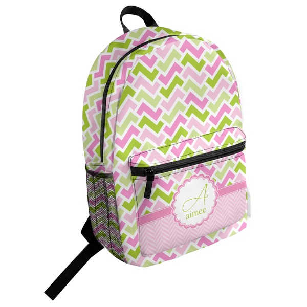 Custom Pink & Green Geometric Student Backpack (Personalized)
