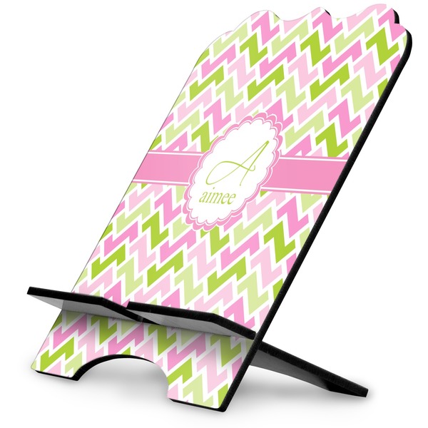 Custom Pink & Green Geometric Stylized Tablet Stand (Personalized)