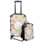 Pink & Green Geometric Kids 2-Piece Luggage Set - Suitcase & Backpack (Personalized)